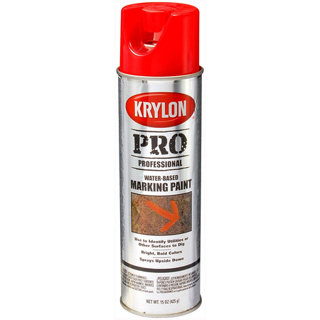 Krylon 15 Oz Fluorescent Safety Red Pro APWA Water-Based Marking Paint 7324